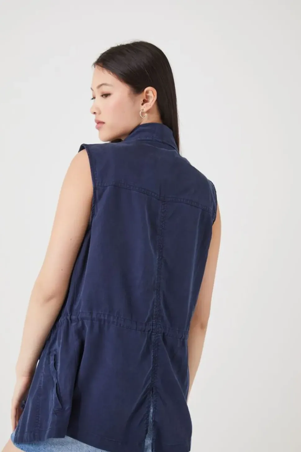 Chambray Open-Front Vest