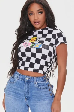 Checkered Bb Grl Cropped Tee