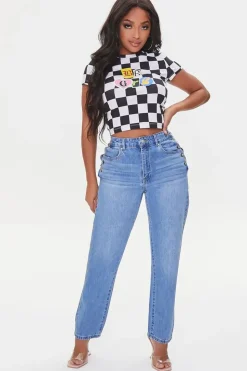 Checkered Bb Grl Cropped Tee