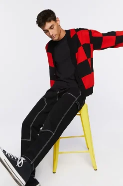 Checkered Cardigan Sweater