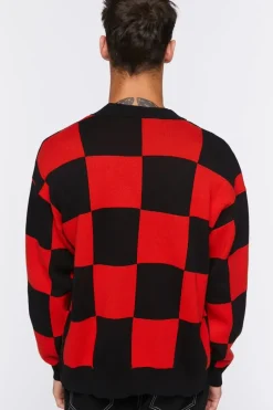 Checkered Cardigan Sweater