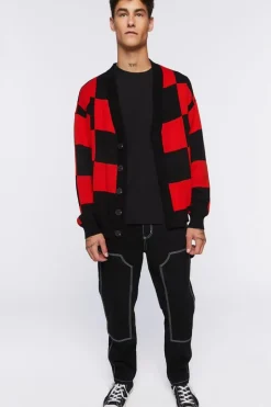 Checkered Cardigan Sweater