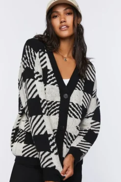 Checkered Cardigan Sweater