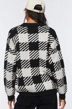 Checkered Cardigan Sweater