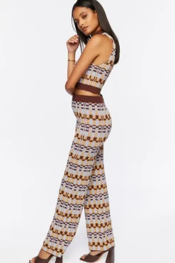 Checkered Crop Top & Pants Set