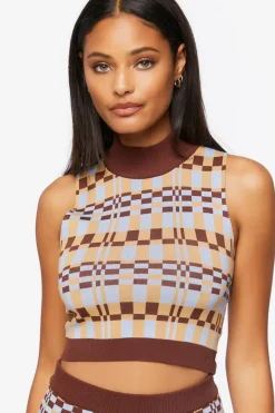 Checkered Crop Top & Pants Set