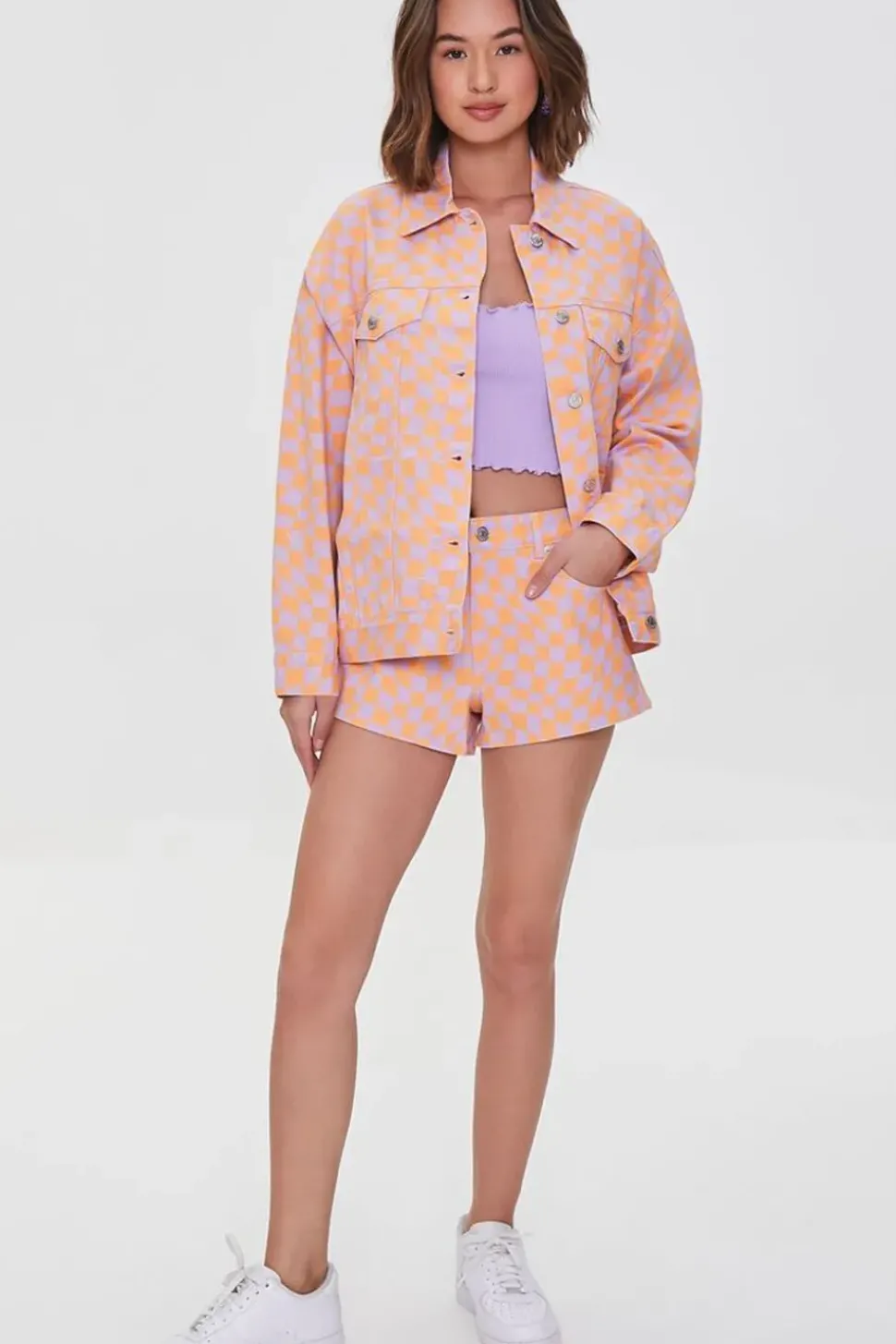Checkered Denim Jacket