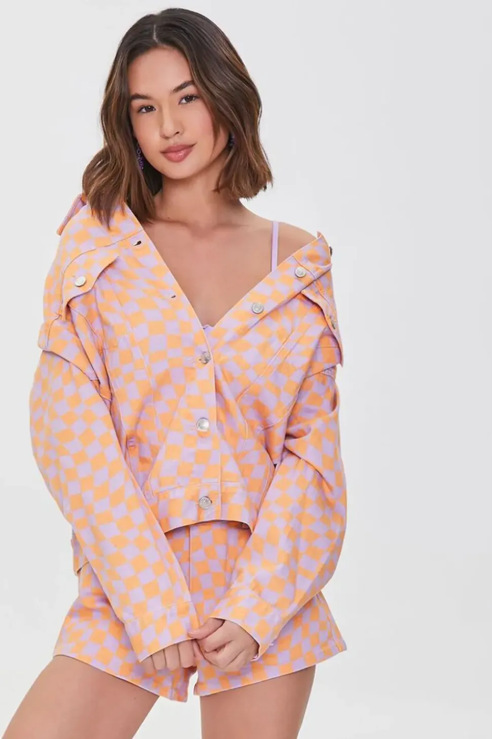 Checkered Denim Jacket