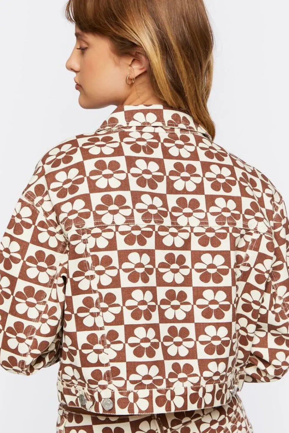 Checkered Denim Trucker Jacket