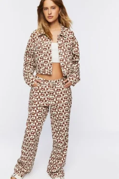 Checkered Denim Trucker Jacket