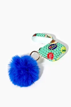 Checkered Earbuds Case & Keychain Set