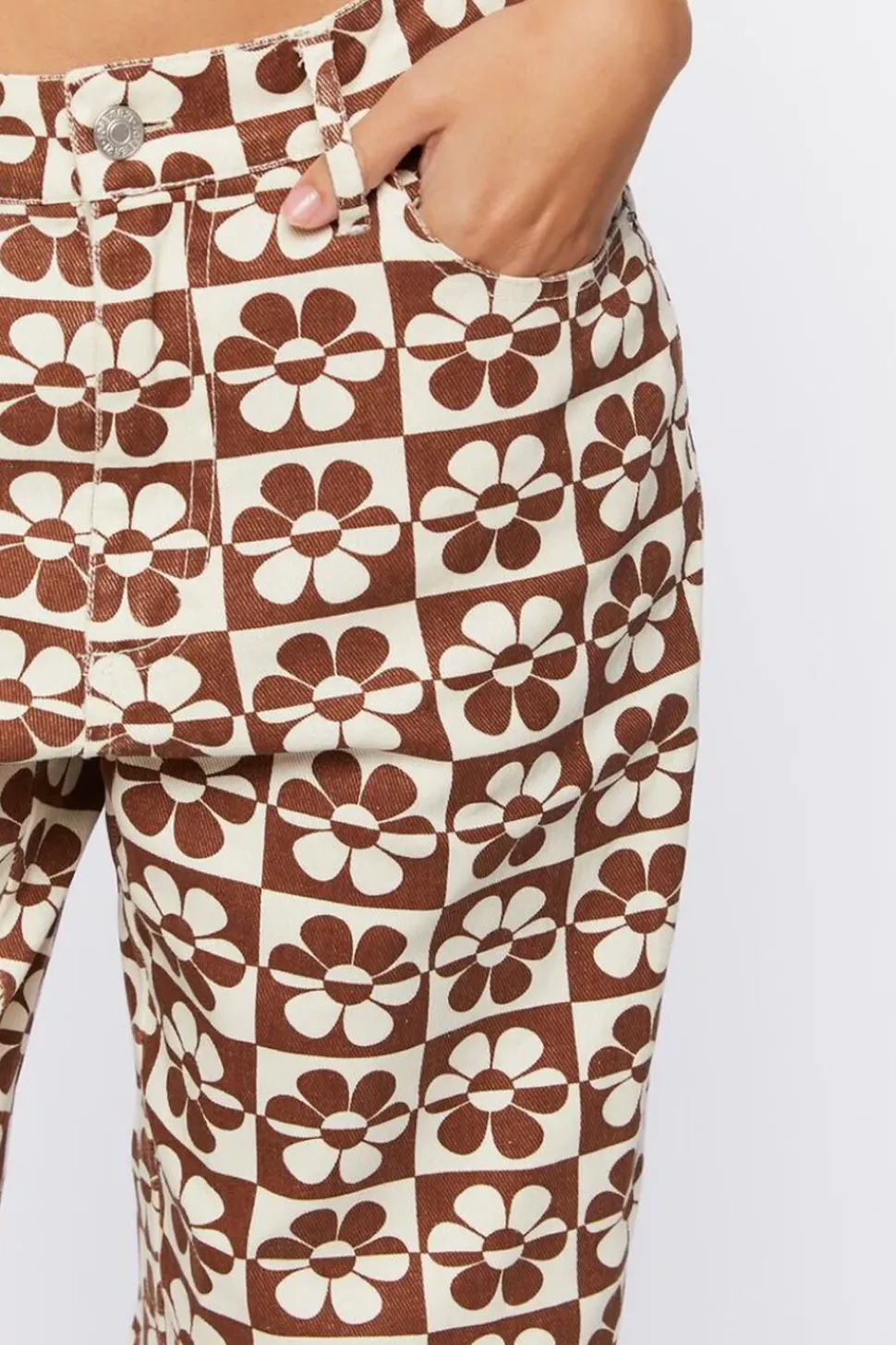 Checkered Floral 90S-Fit Jeans