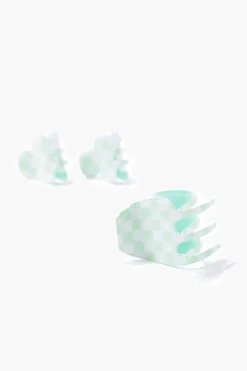 Checkered Hair Clip Set