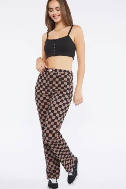 Checkered Print Jeans