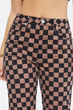 Checkered Print Jeans