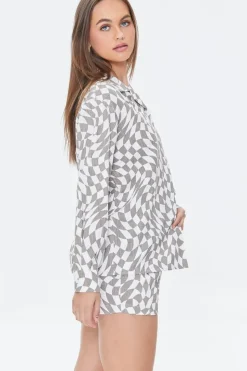 Checkered Print Shirt & Shorts Set