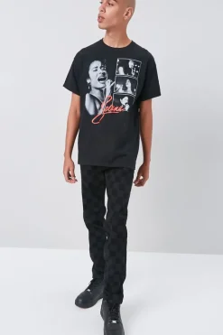 Checkered Slim-Fit Jeans