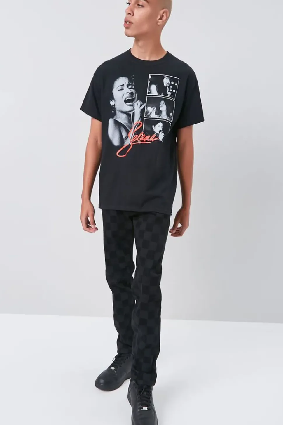 Checkered Slim-Fit Jeans