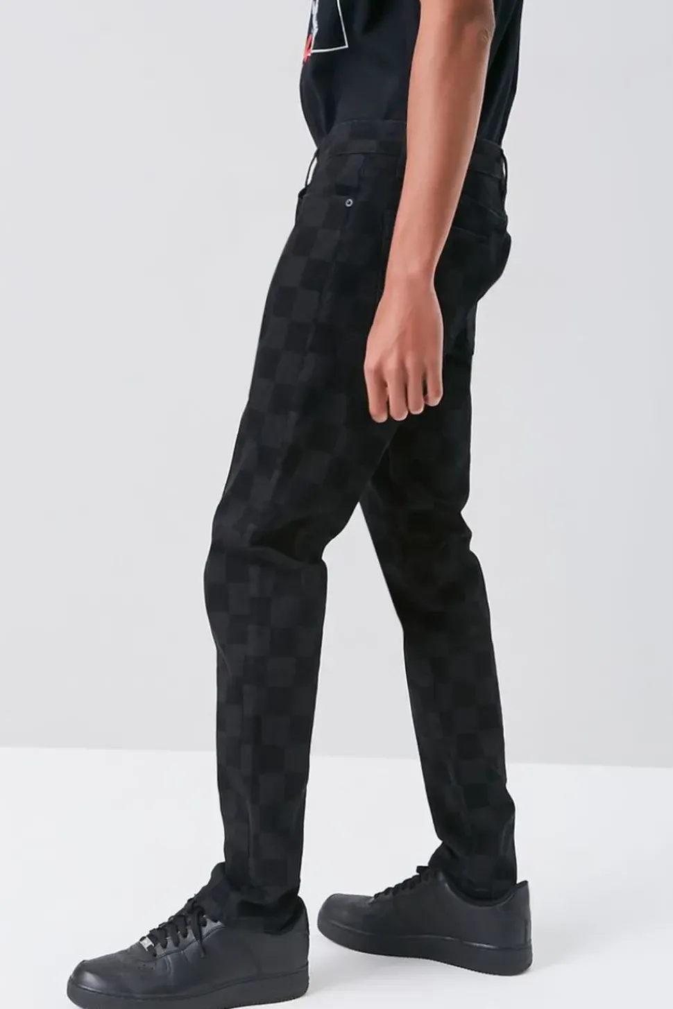 Checkered Slim-Fit Jeans