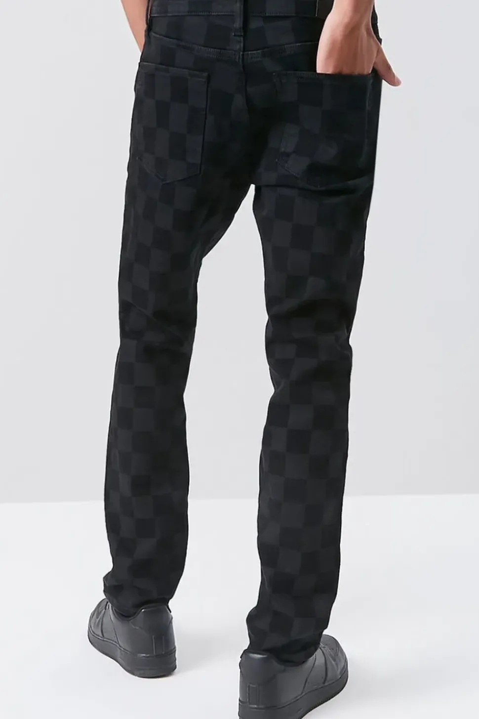 Checkered Slim-Fit Jeans