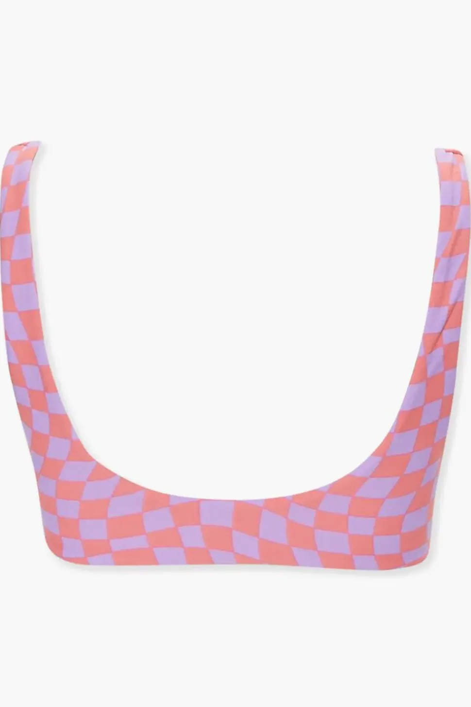 Checkered Split Neck Bikini Top