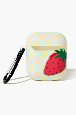 Checkered Strawberry Earbuds Case