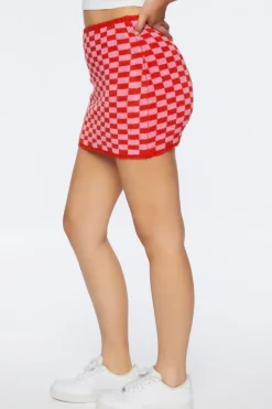 Checkered Sweater-Knit Mini Skirt