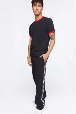 Checkered-Trim Drawstring Pants