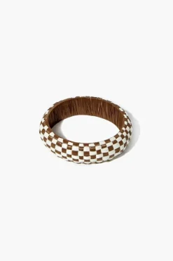 Checkered Wooden Bangle Bracelet