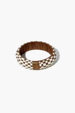 Checkered Wooden Bangle Bracelet