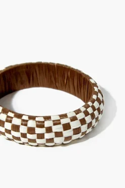 Checkered Wooden Bangle Bracelet