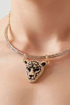 Cheetah Pendant Choker Necklace