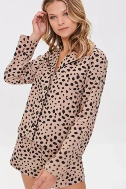Cheetah Print Pajama Shirt & Shorts Set