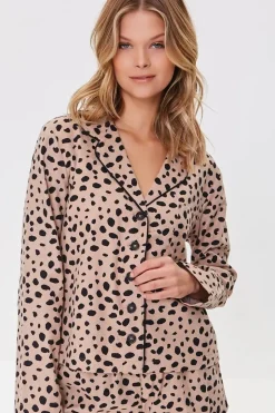 Cheetah Print Pajama Shirt & Shorts Set