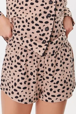 Cheetah Print Pajama Shirt & Shorts Set