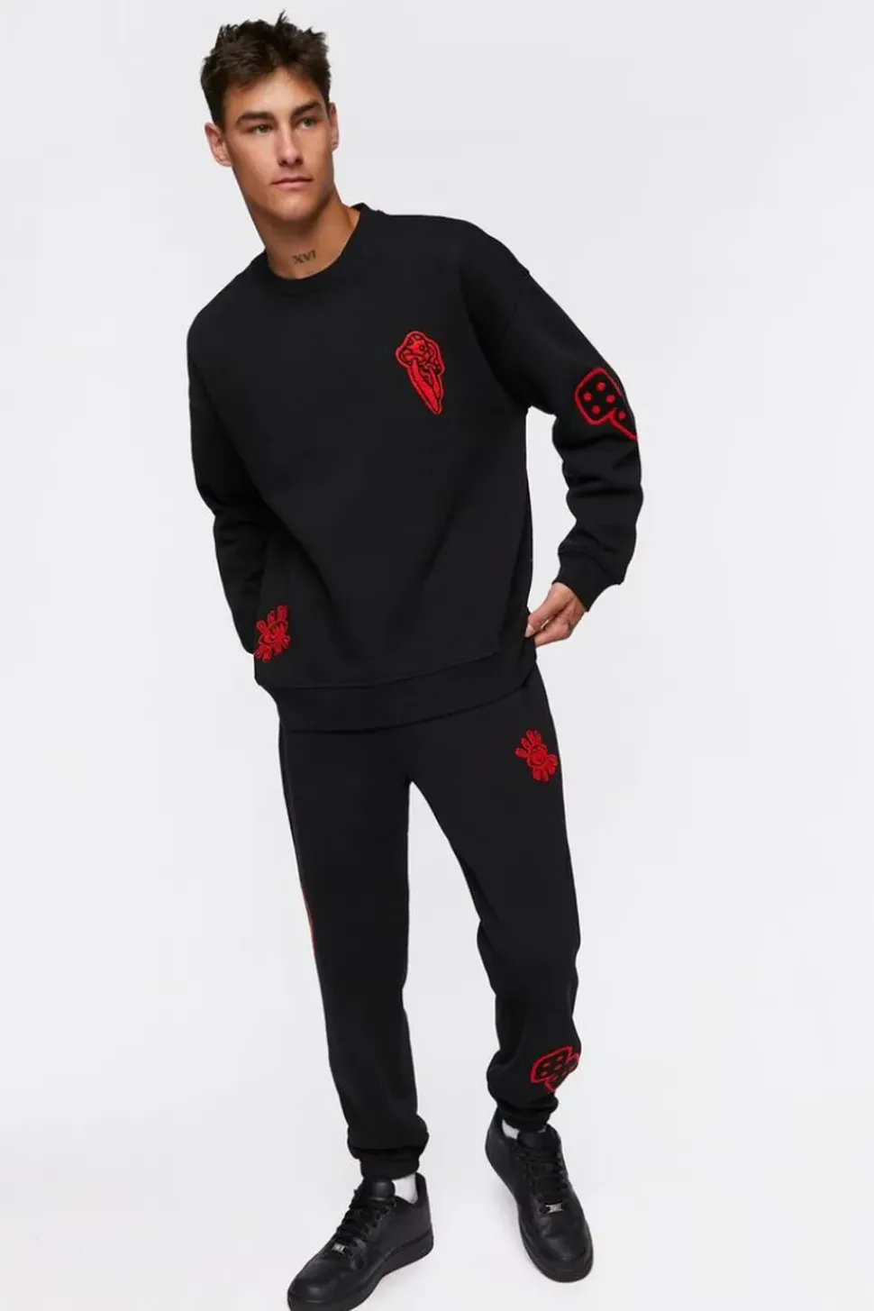 Chenille Eye Patch Drawstring Joggers