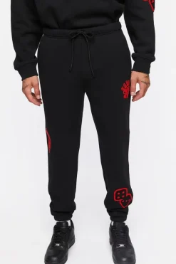 Chenille Eye Patch Drawstring Joggers