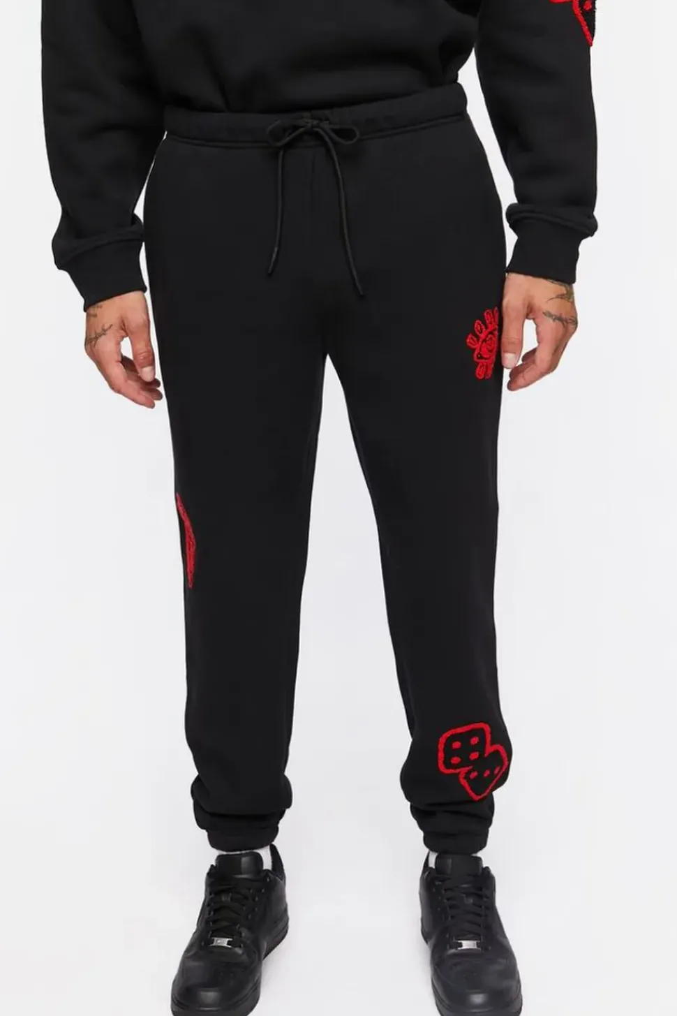 Chenille Eye Patch Drawstring Joggers