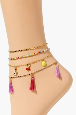 Cherry Charm Chain Anklet Set