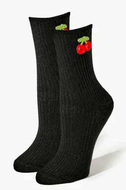 Cherry Print Crew Socks