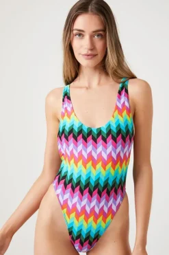 Chevron Print One-Piece Swimsuit