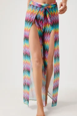 Chevron Print Swim Cover-Up Pants