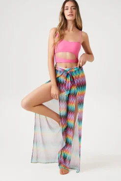 Chevron Print Swim Cover-Up Pants
