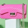 Chevron-Quilted Chain Crossbody Bag