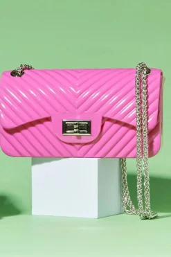 Chevron-Quilted Chain Crossbody Bag
