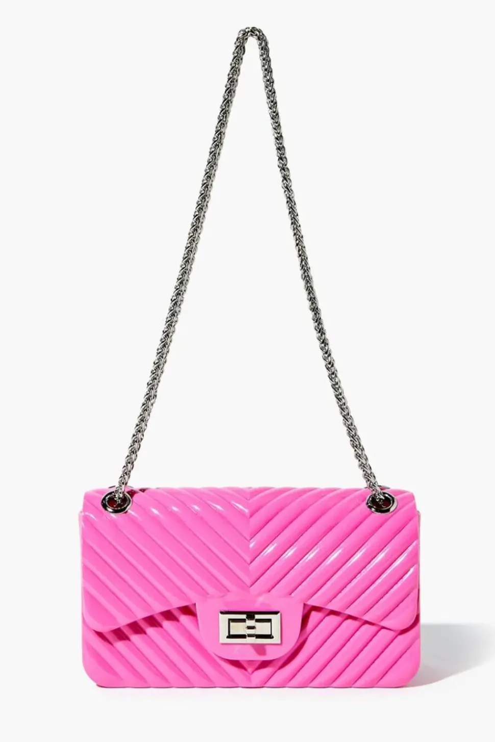 Chevron-Quilted Chain Crossbody Bag