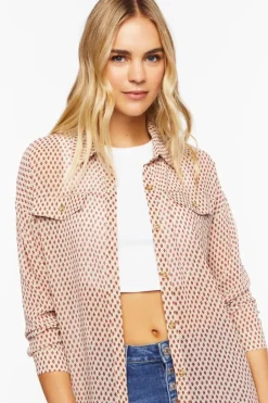 Chiffon Argyle Print Shirt