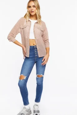 Chiffon Argyle Print Shirt