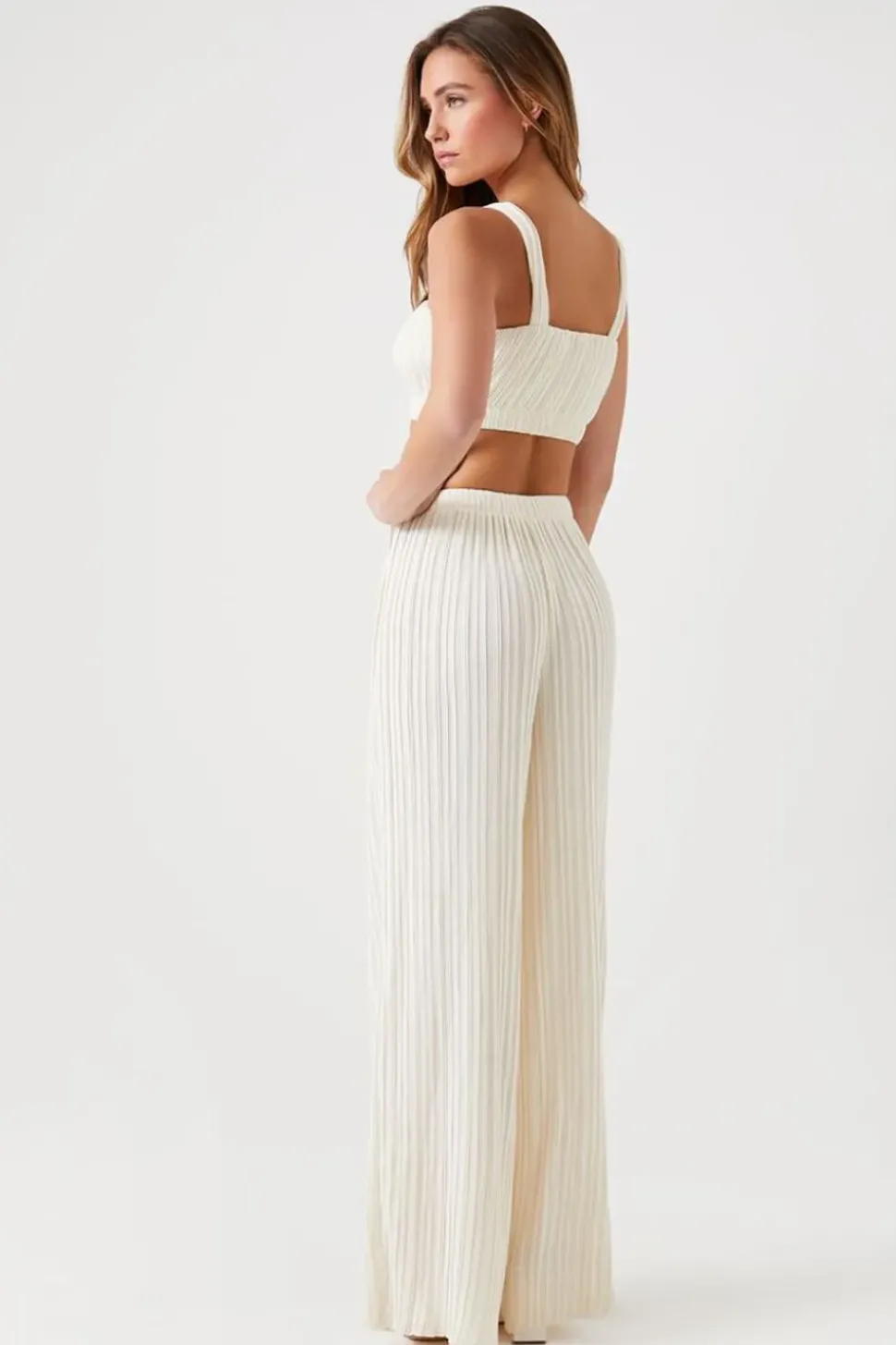 Chiffon Crop Top & Pants Set