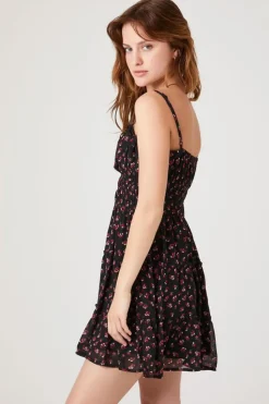 Chiffon Floral Print Mini Dress